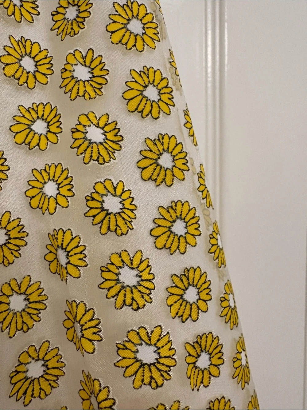 Topshop Yellow Floral A-Line Midi Skirt